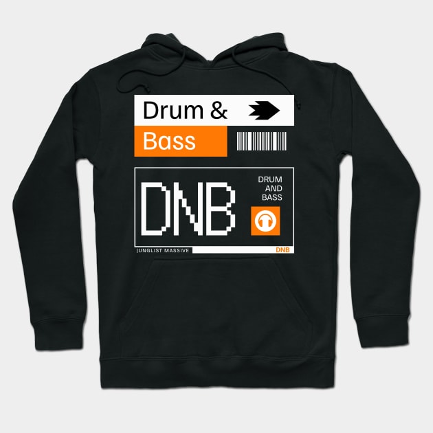 DRUM AND BASS  - DNB Ticket Steez (white/orange) Hoodie by DISCOTHREADZ 